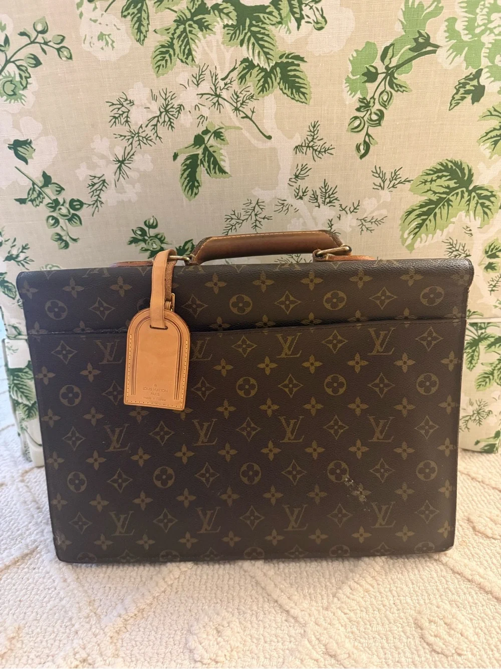 Louis Vuitton Monogram Brown Briefcase with Leather Trim
